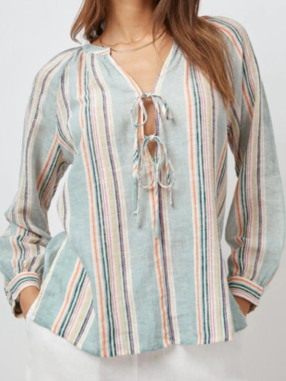 Rails Brielle Sag Harbor Striped Tie-Front Top in Seaview